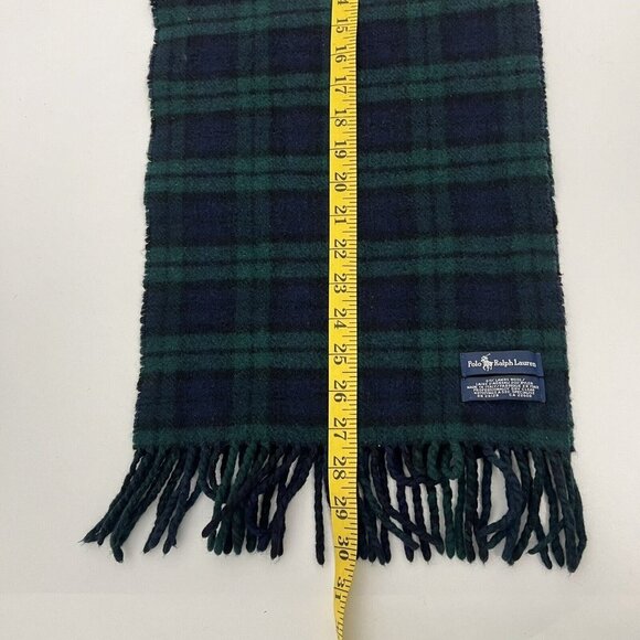 Ralph Lauren Polo Embroidery Logo Lambswool Green Navy Blue Plaid Italy Made - Picture 7 of 9